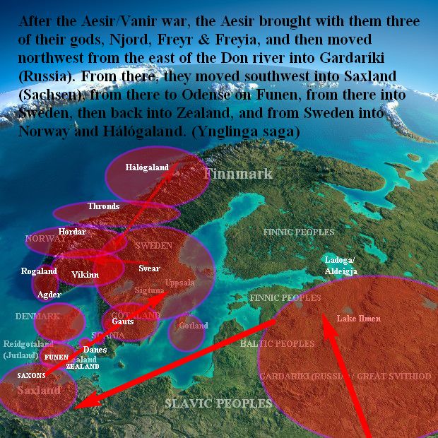 Aesir spread in Scandinavia Ynglinga saga